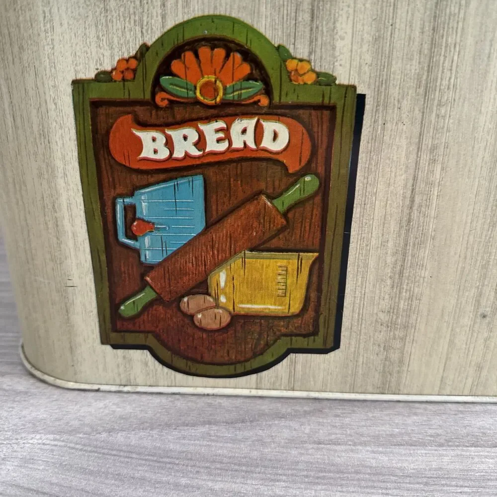 Cheinco‎ Tin Bread Box Vintage Storage Made In USA Tan/Brown